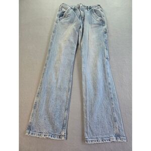 Cleo + Wolf Carpenter Jeans Women 28 Light Wash High Rise Straight Utility Denim